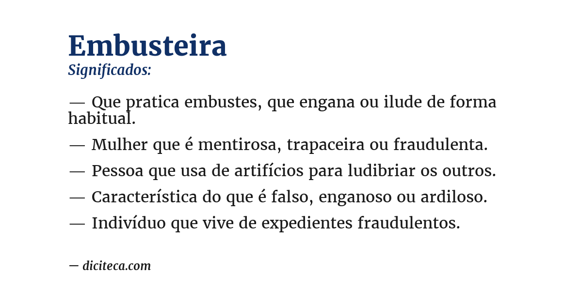 Significado de embusteira