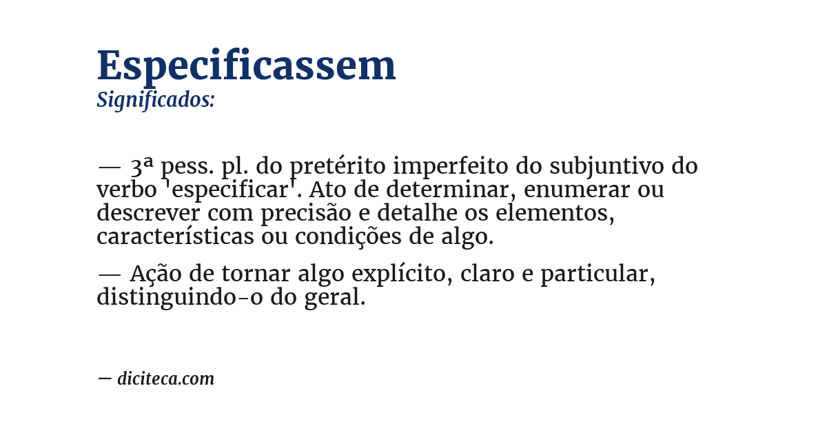 Significado de especificassem