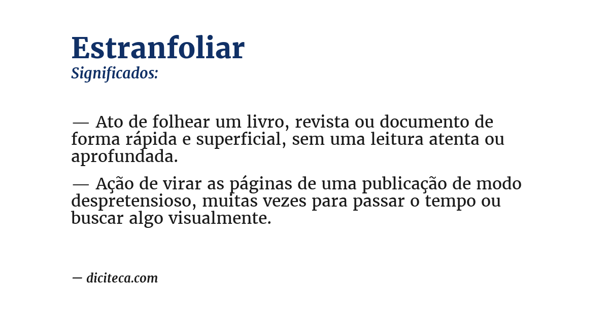 Significado de estranfoliar