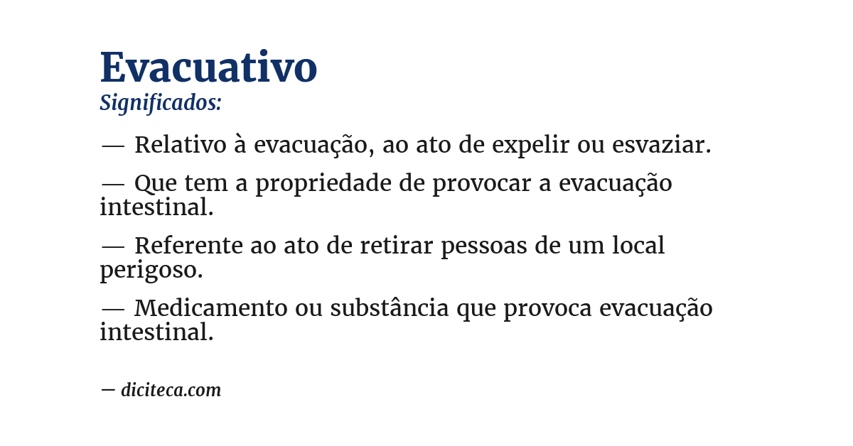 Significado de evacuativo