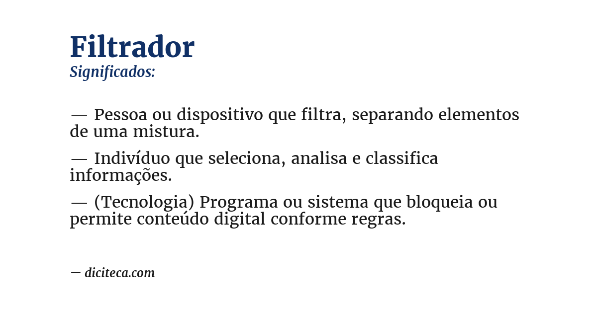 Significado de filtrador
