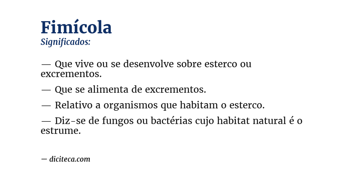 Significado de fimícola