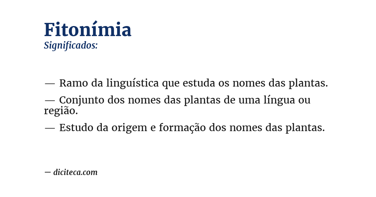 Significado de fitonímia