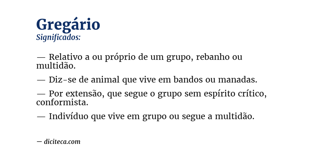 Significado de gregário
