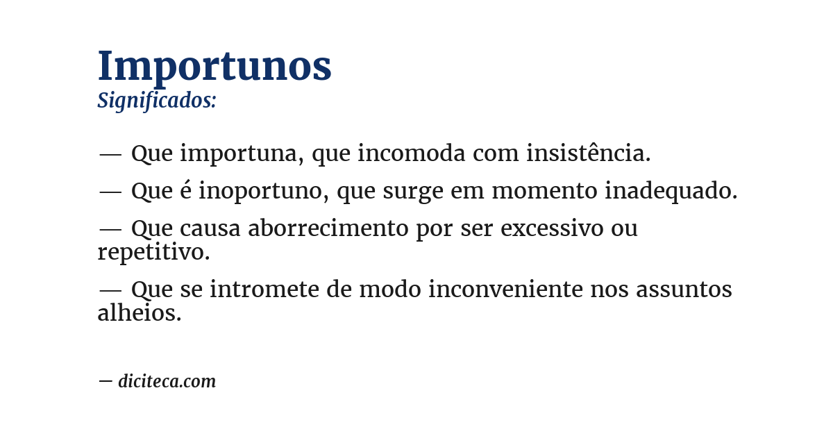 Significado de importunos