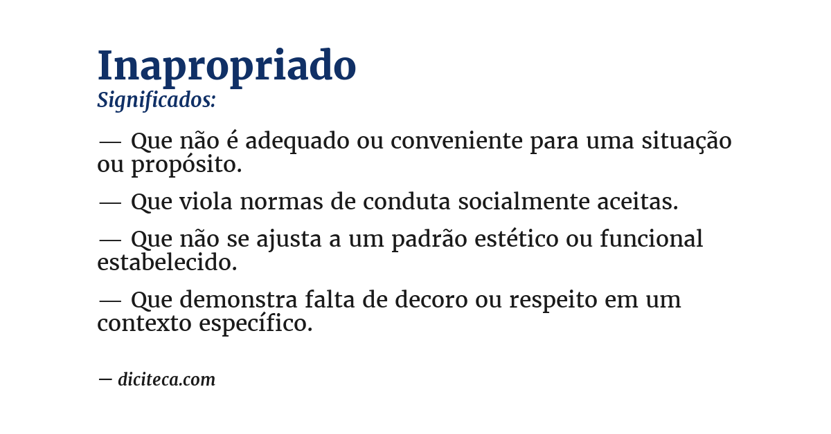 Significado de inapropriado