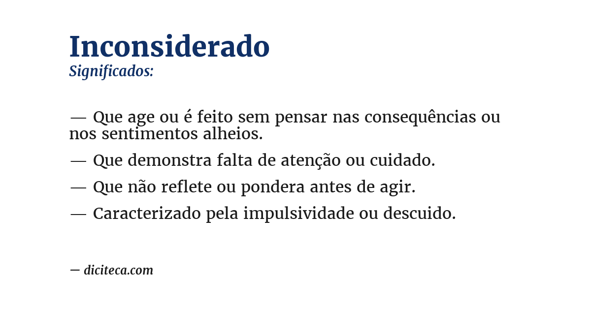 Significado de inconsiderado