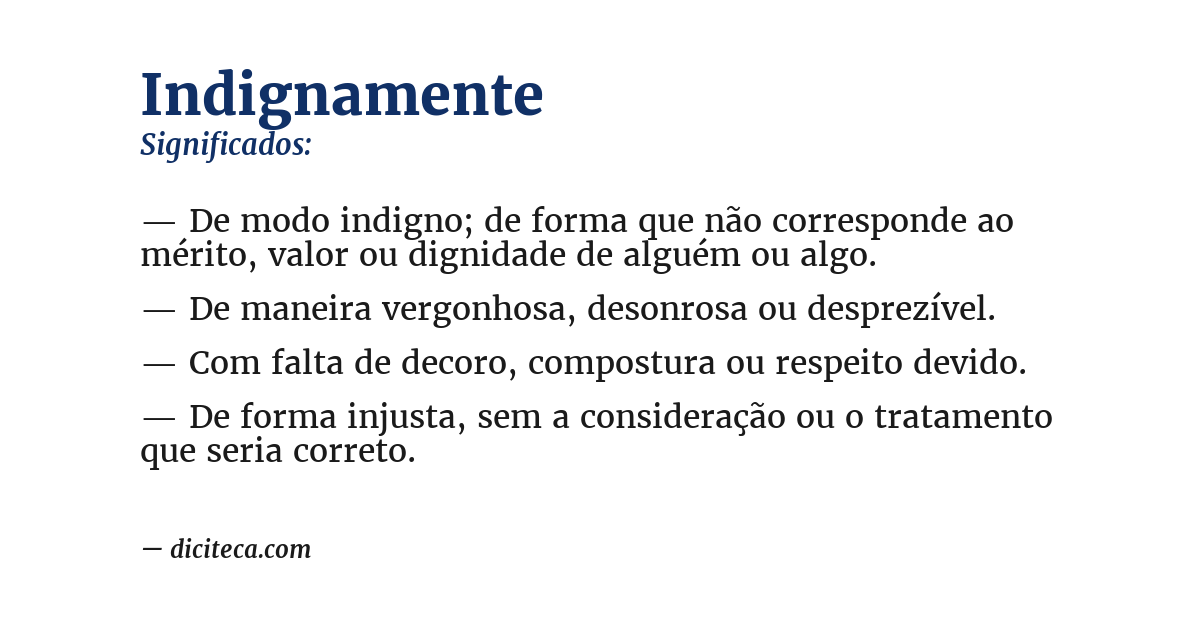 Significado de indignamente