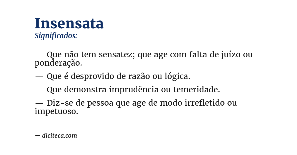 Significado de insensata
