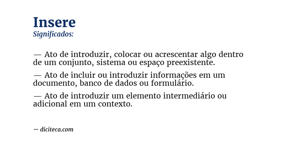 Significado de insere