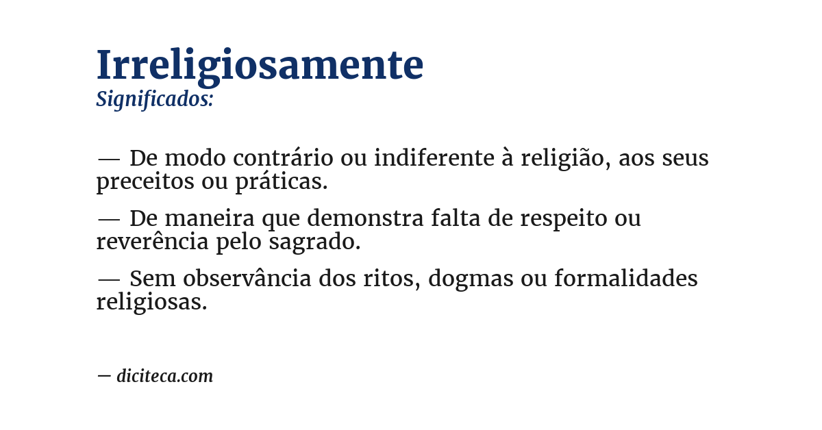 Significado de irreligiosamente