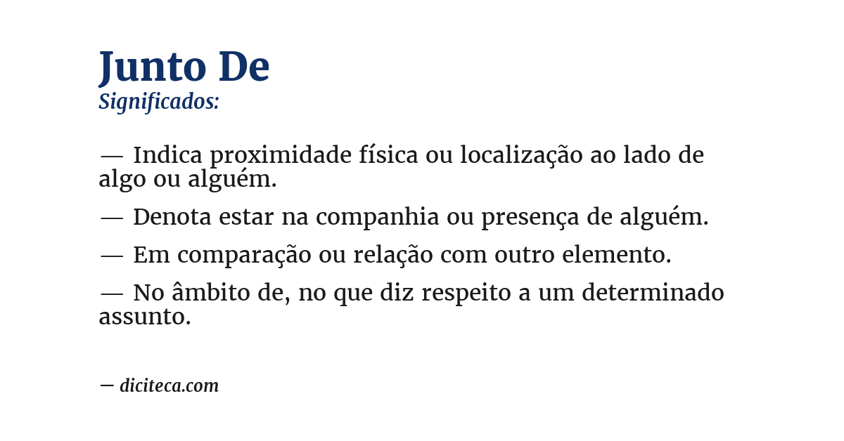 Significado de junto de