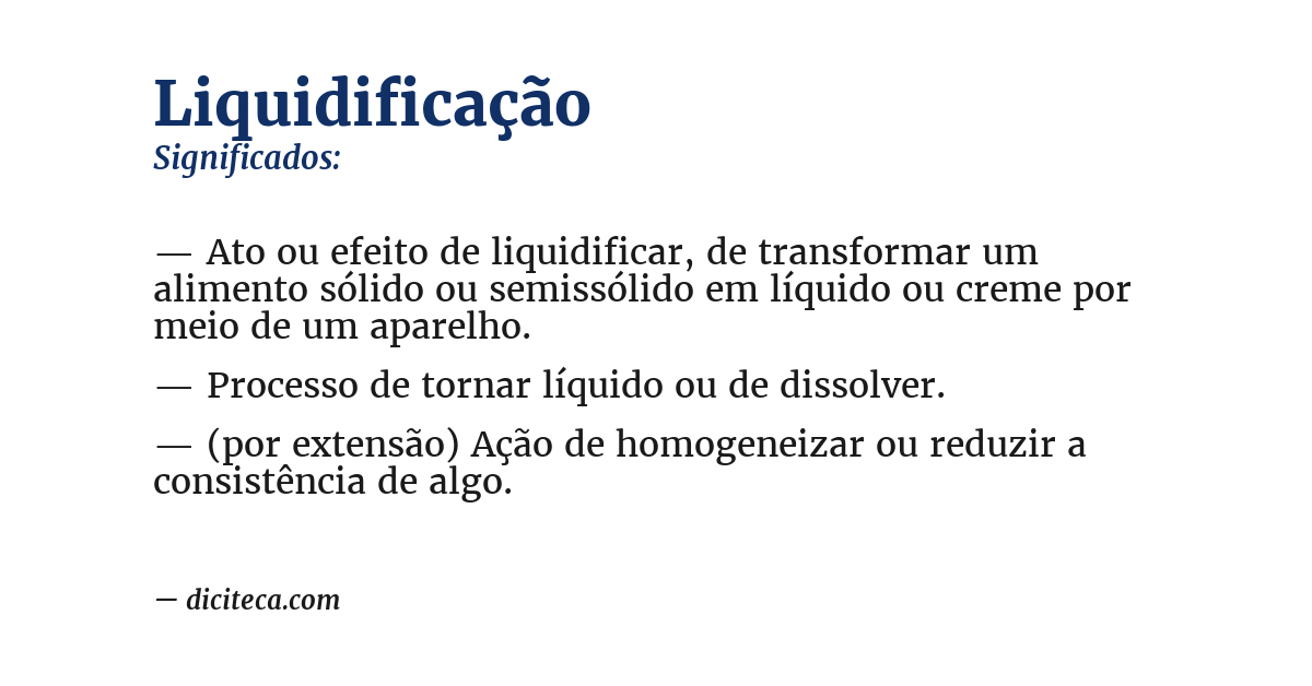 Significado de liquidificação