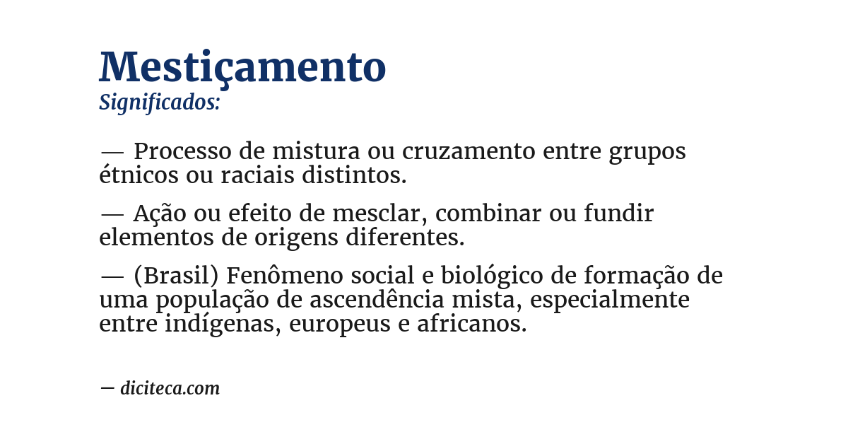 Significado de mestiçamento