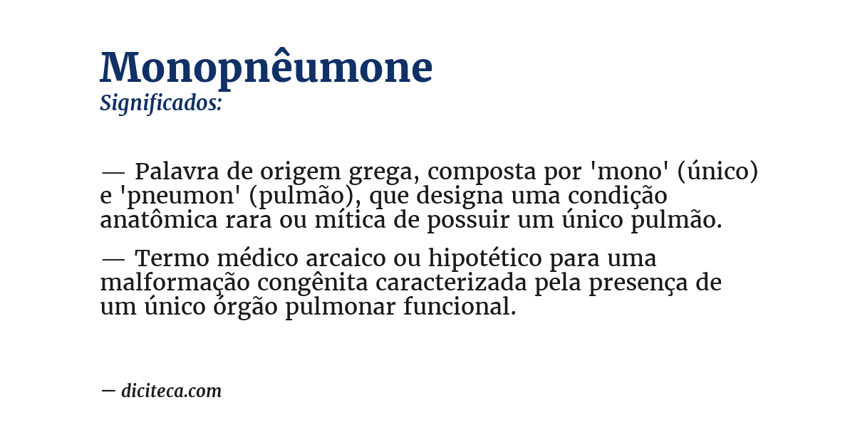 Significado de monopnêumone