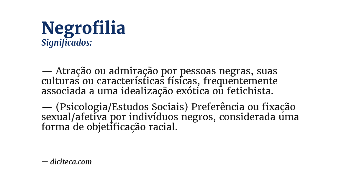 Significado de negrofilia