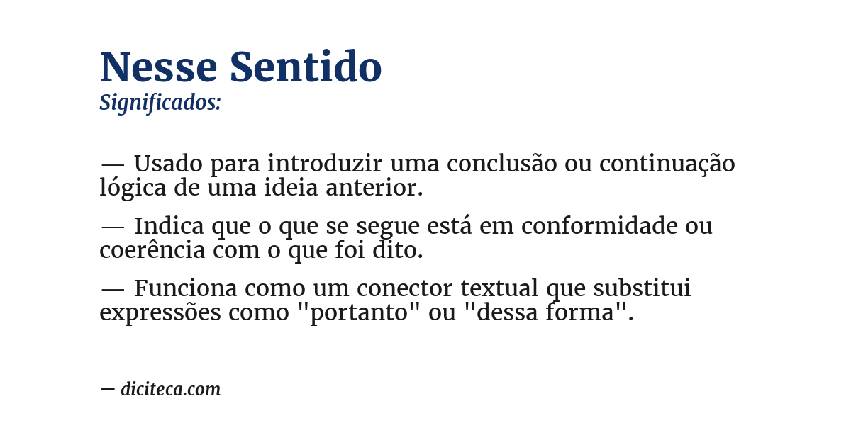 Significado de nesse sentido