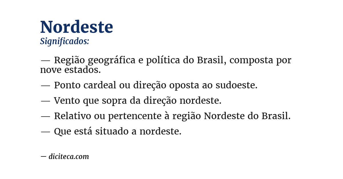 Significado de nordeste