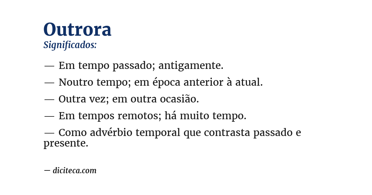 Significado de outrora