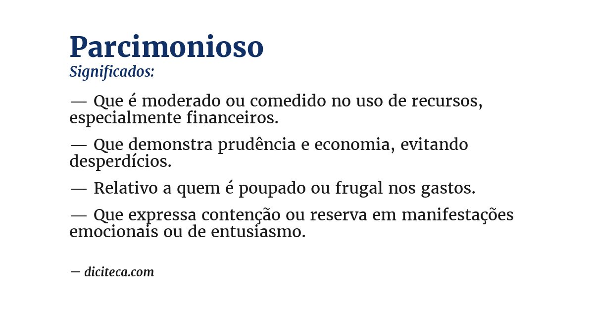 Significado de parcimonioso