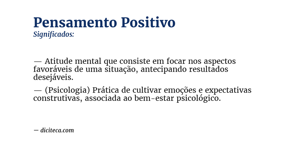 Significado de pensamento positivo