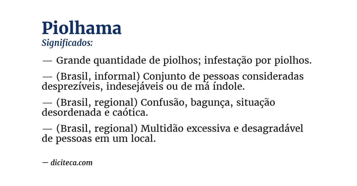 Significado de piolhama