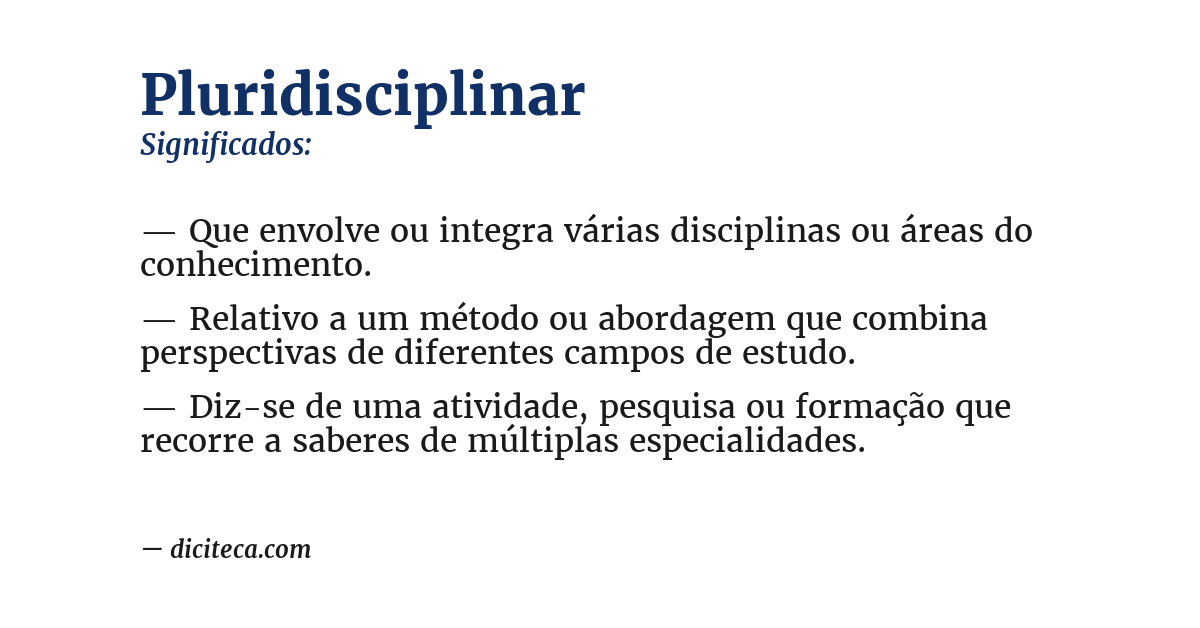 Significado de pluridisciplinar