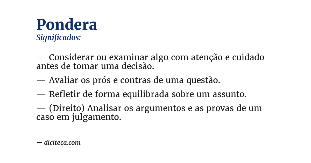 Significado de pondera
