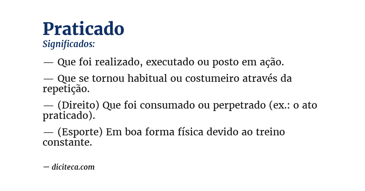 Significado de praticado
