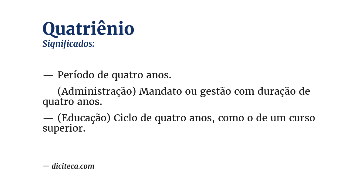 Significado de quatriênio