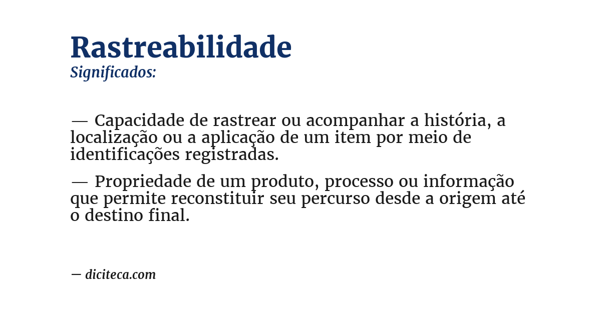 Significado de rastreabilidade