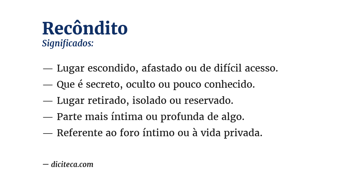 Significado de recôndito