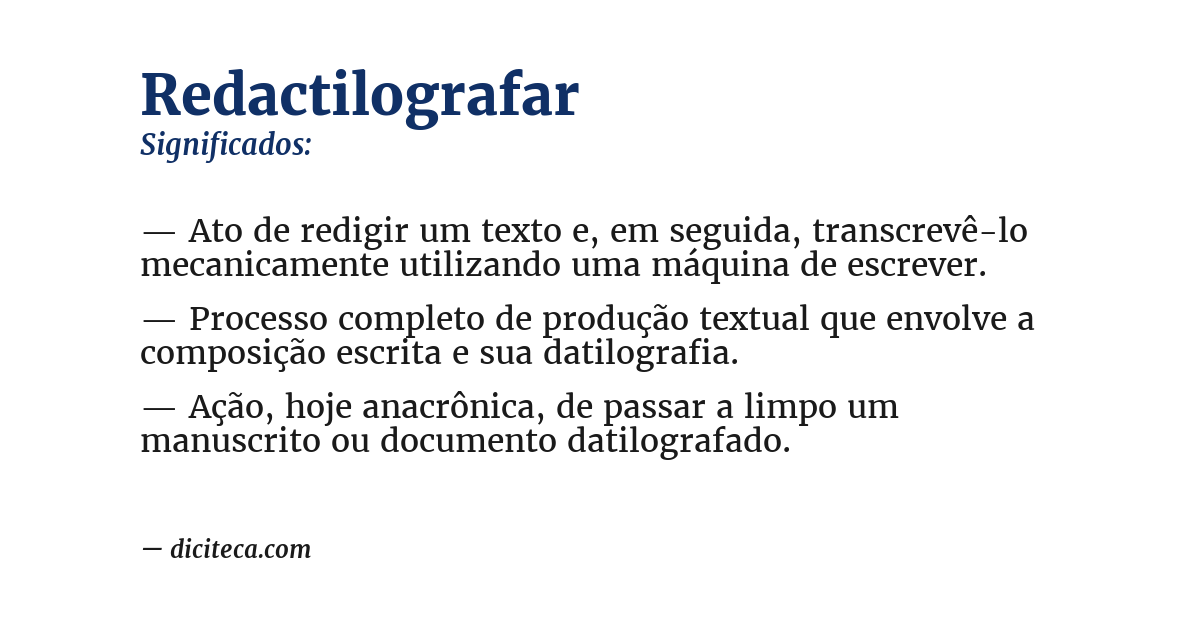 Significado de redactilografar