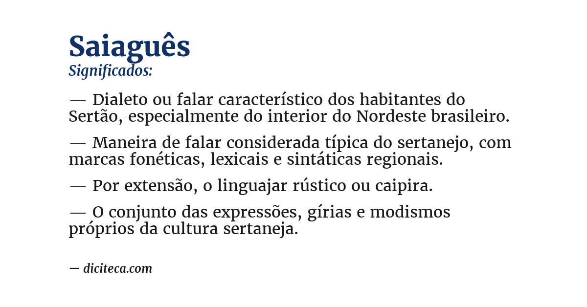Significado de saiaguês