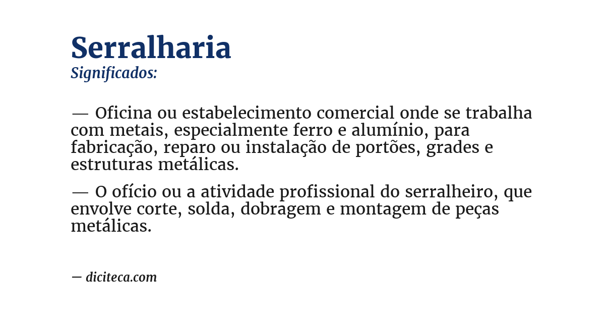 Significado de serralharia