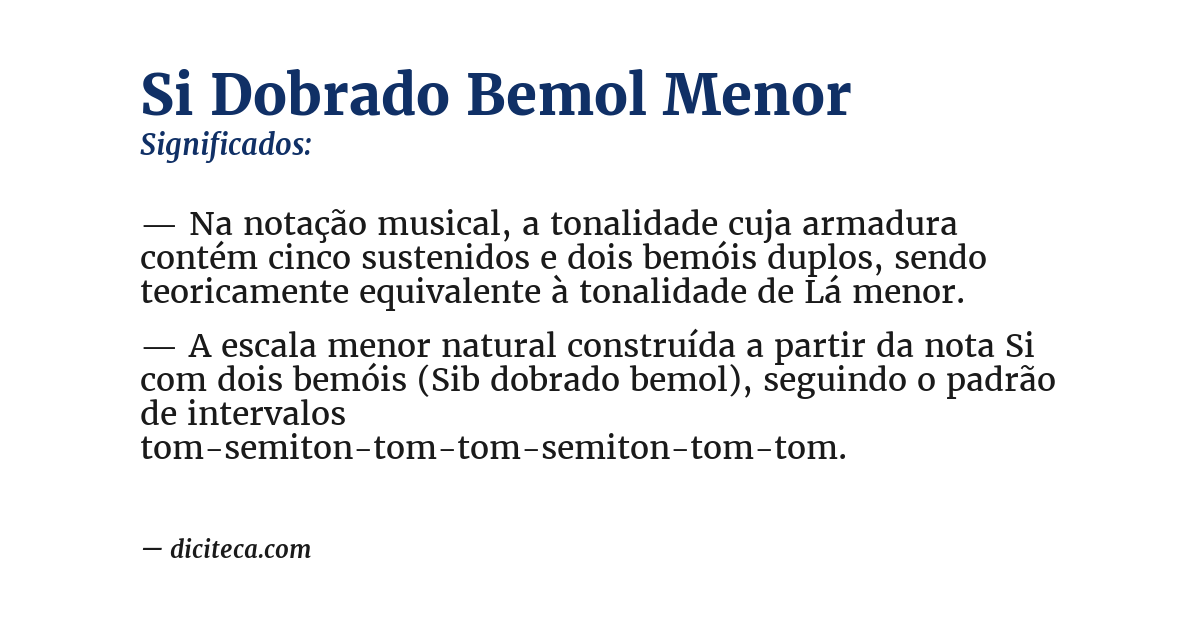 Significado de si dobrado bemol menor