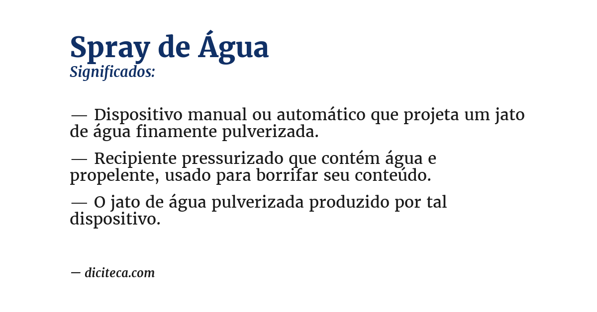 Significado de spray de água