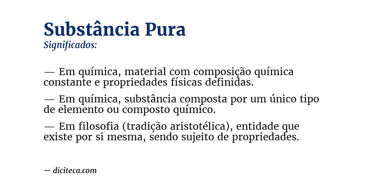 Significado de substância pura