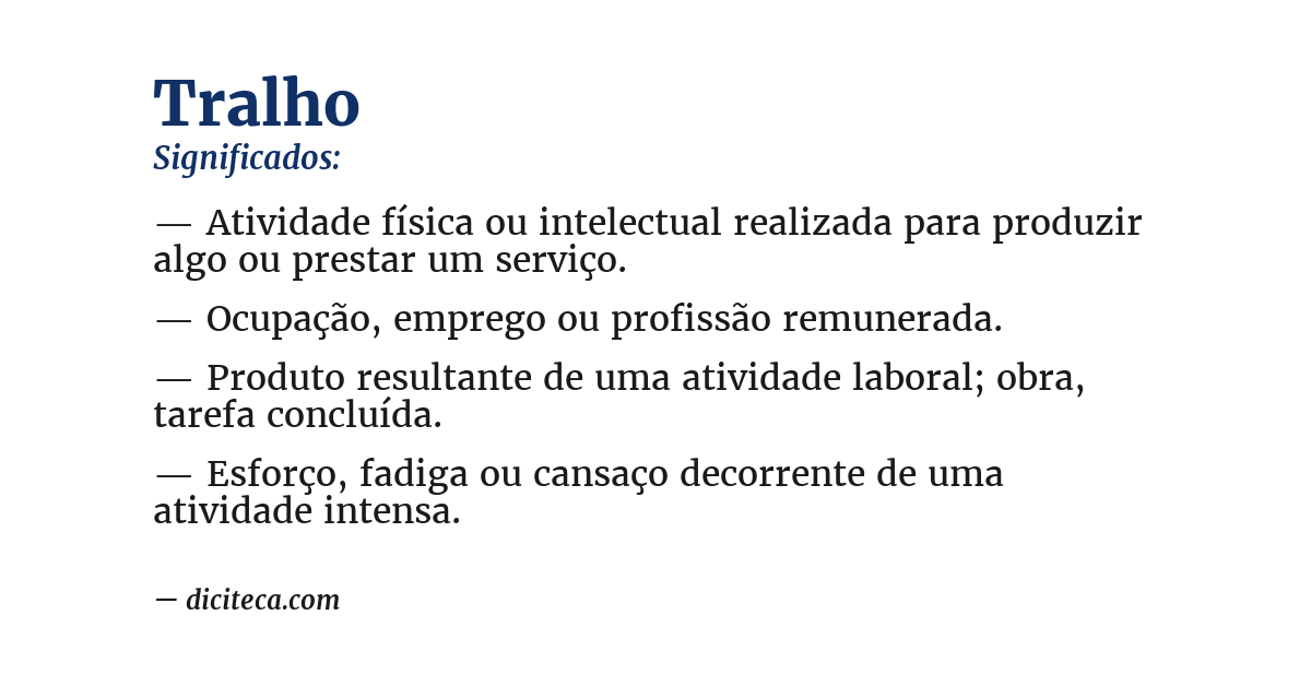 Significado de tralho
