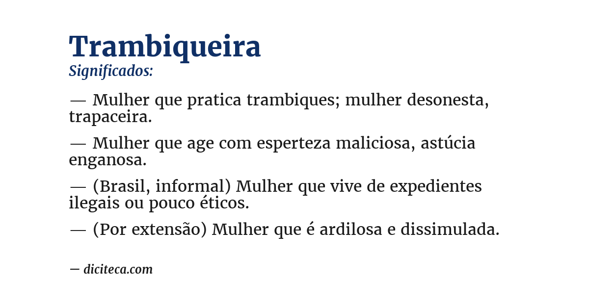 Significado de trambiqueira