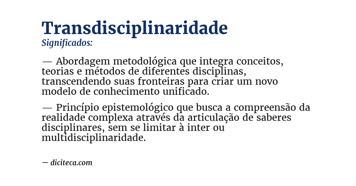 Significado de transdisciplinaridade