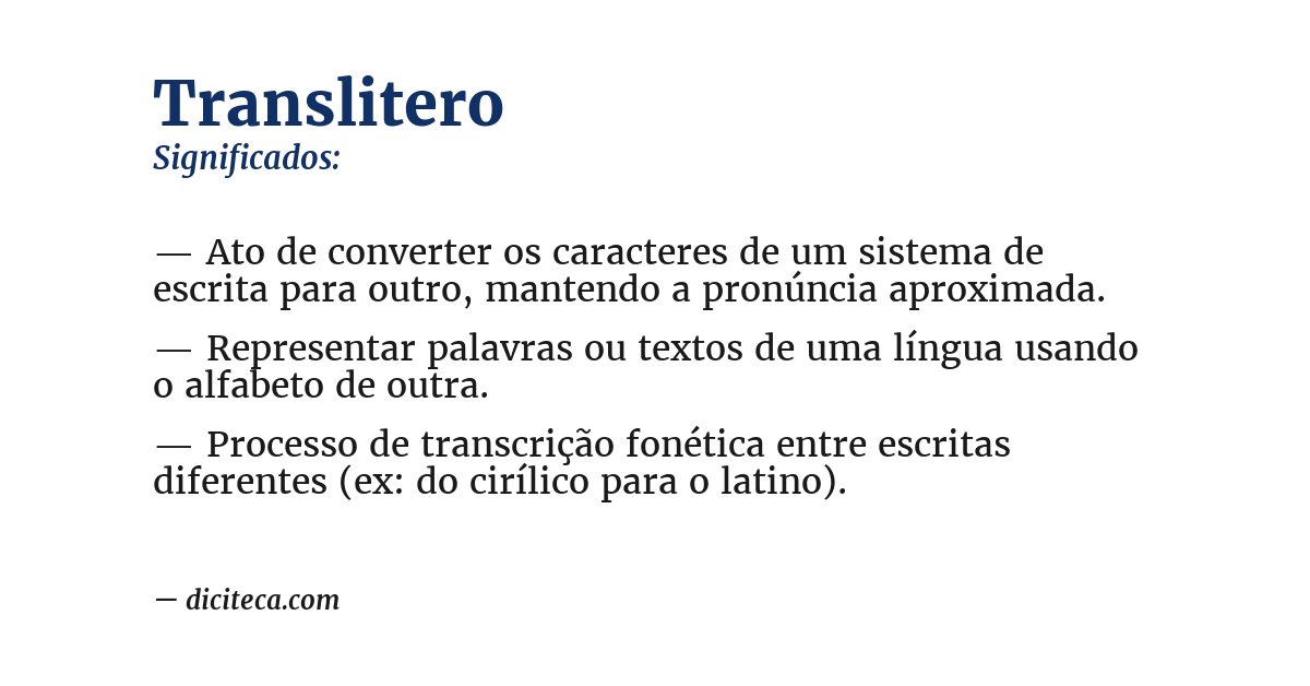 Significado de translitero