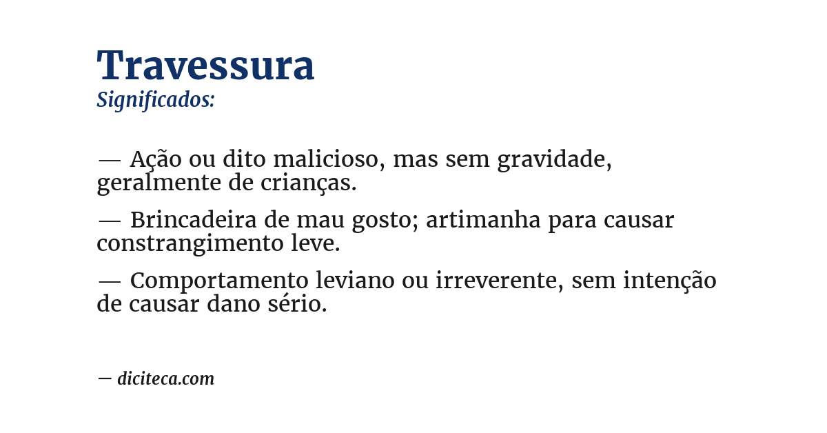 Significado de travessura