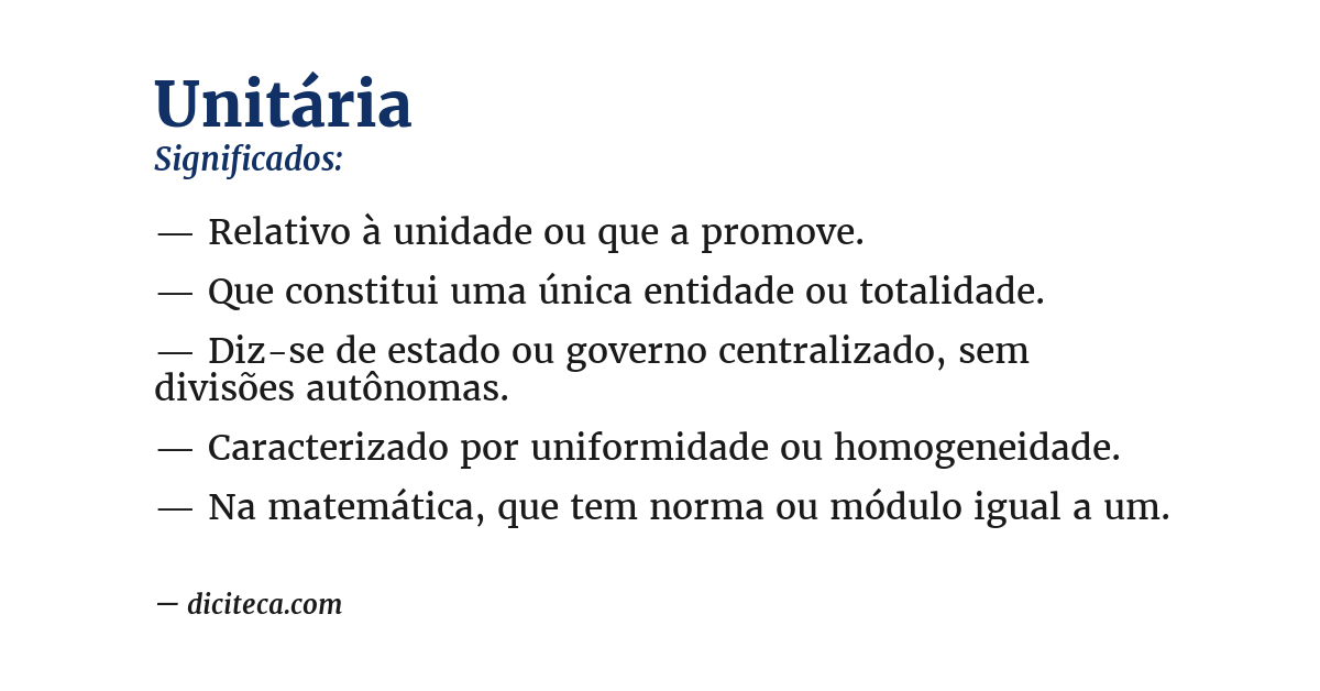 Significado de unitária