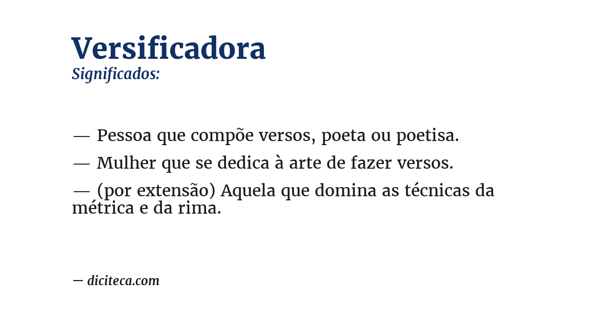 Significado de versificadora
