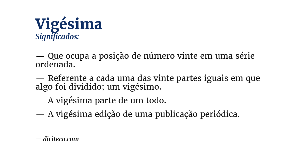 Significado de vigésima