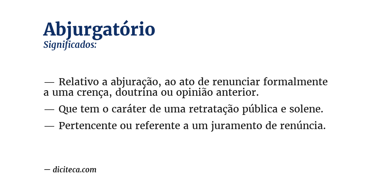 Significado de abjurgatório