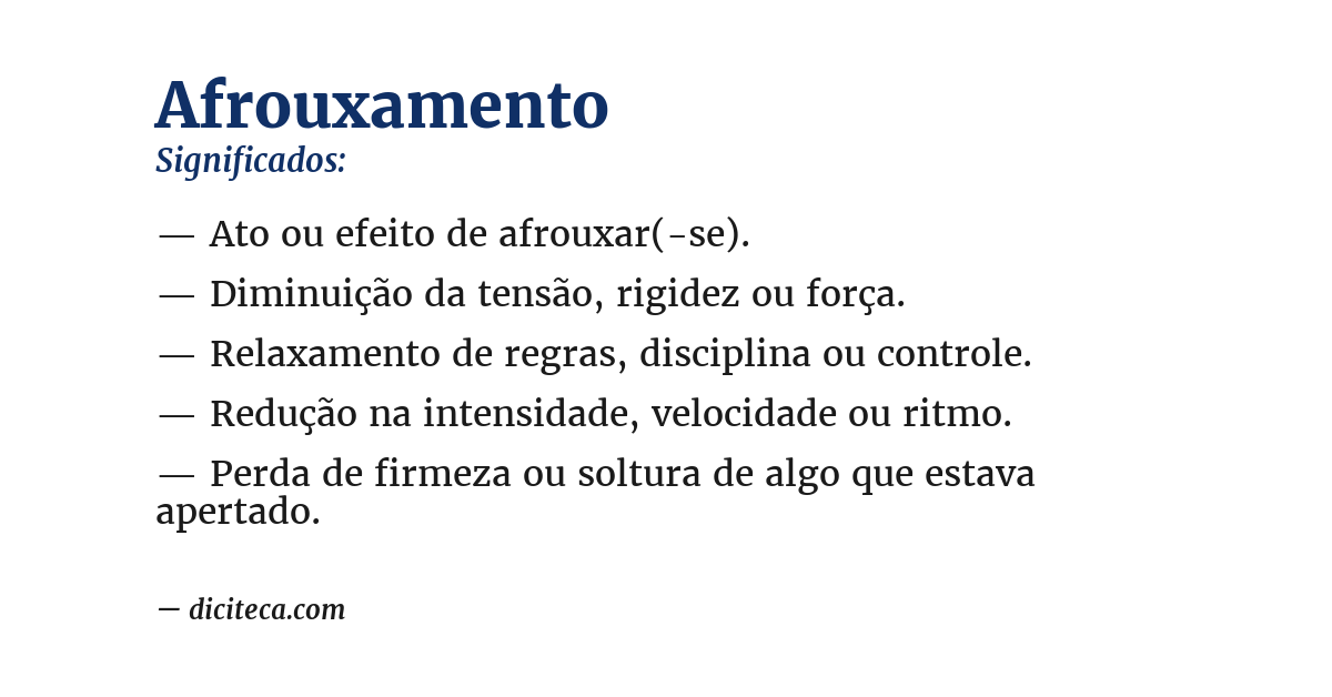 Significado de afrouxamento