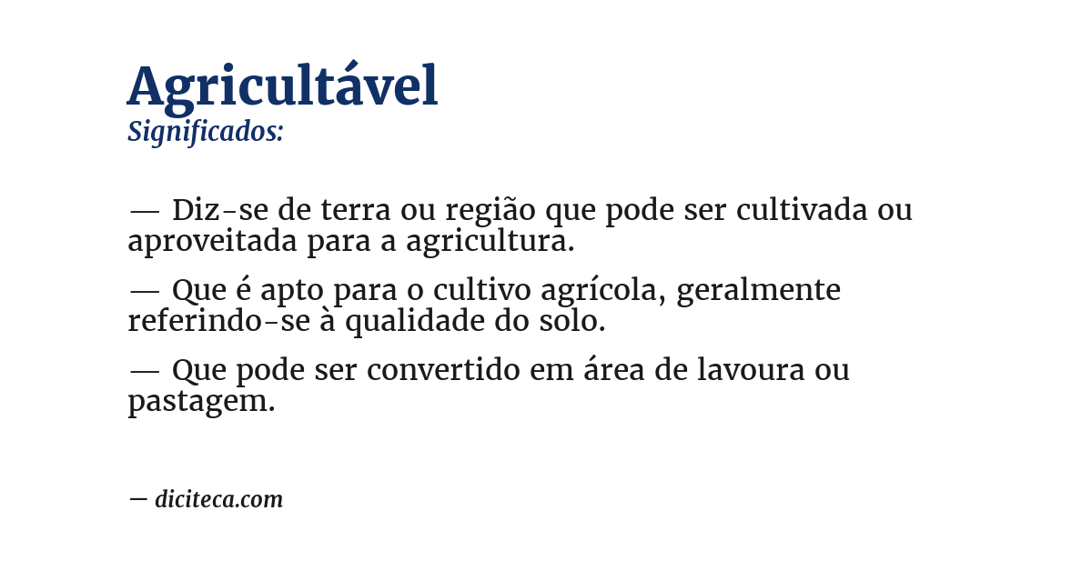 Significado de agricultável