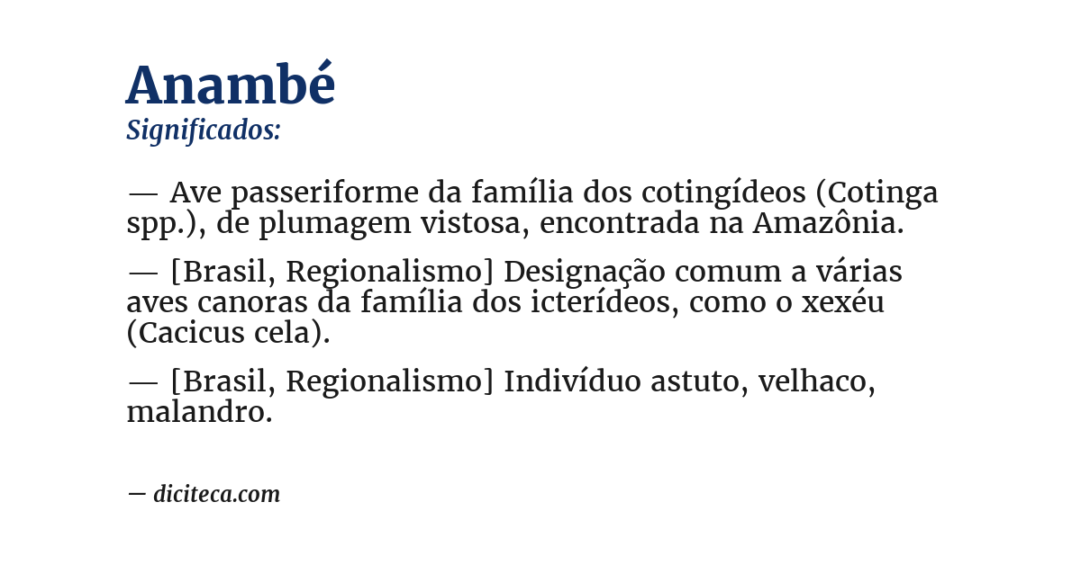 Significado de anambé